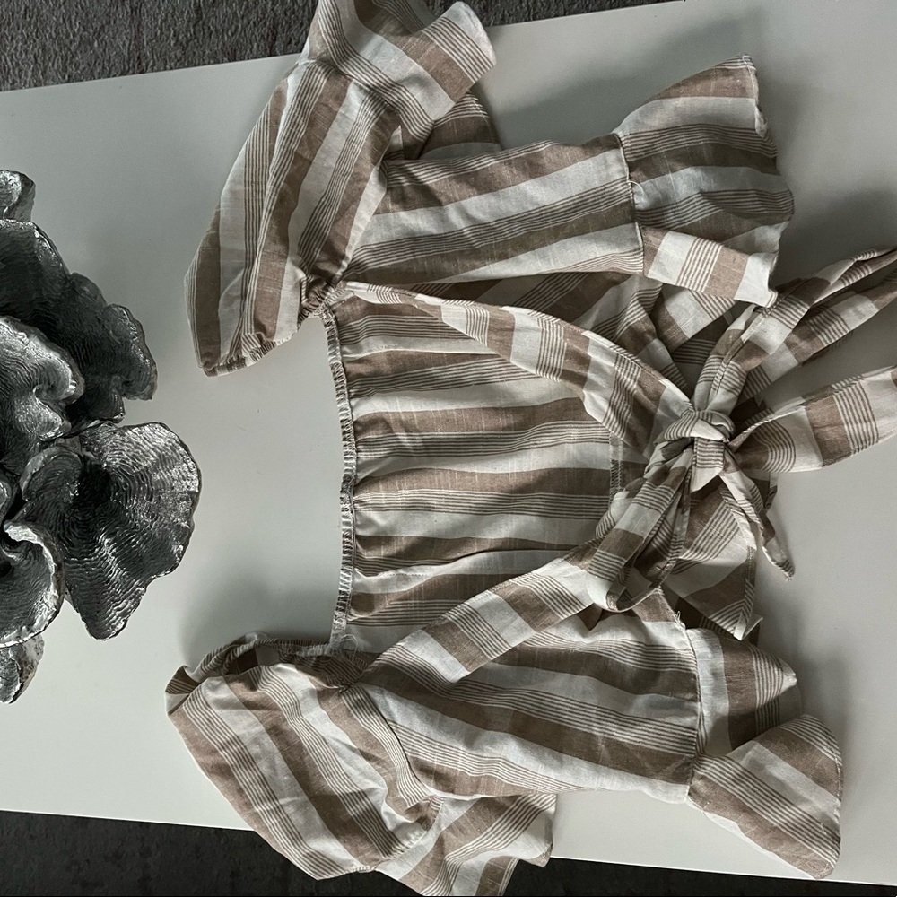 Striped beige and cream top - can be worn two ways!